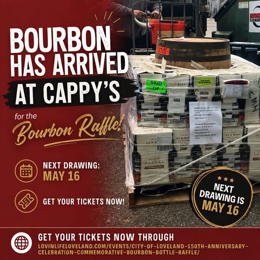 Rifa conmemorativa de botellas de bourbon de la celebración del 150º aniversario de la ciudad de Loveland