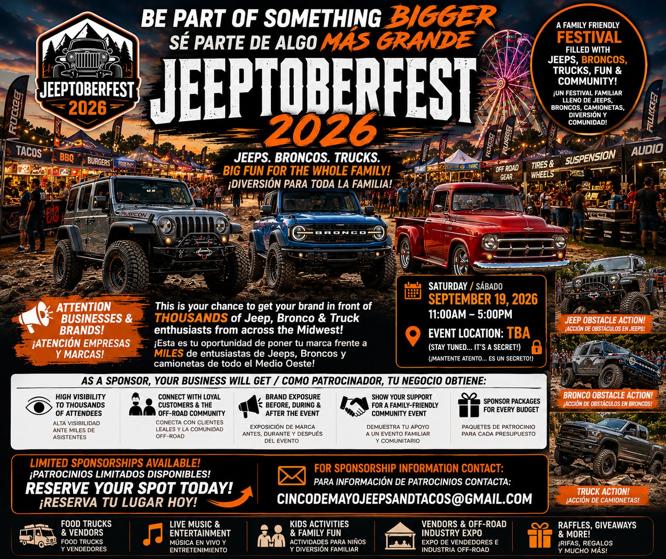 🚨ATTENTION BUSINESSES, BRANDS AND OFF-ROAD COMPANIES 🔥 JEEPTOBERFEST 2026 IS LOOKING FOR OFFICIAL EVENT SPONSORS!