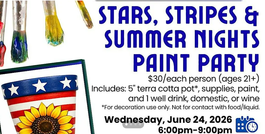 "Stars, Stripes and Midsummer Nights" Terracotta Pot Painting Party
