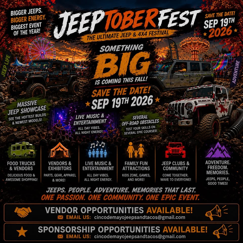 SELLER REQUESTS NOW AVAILABLE! JEEPTOBER FEST 2026 is coming BIGGER and BETTER this fall!