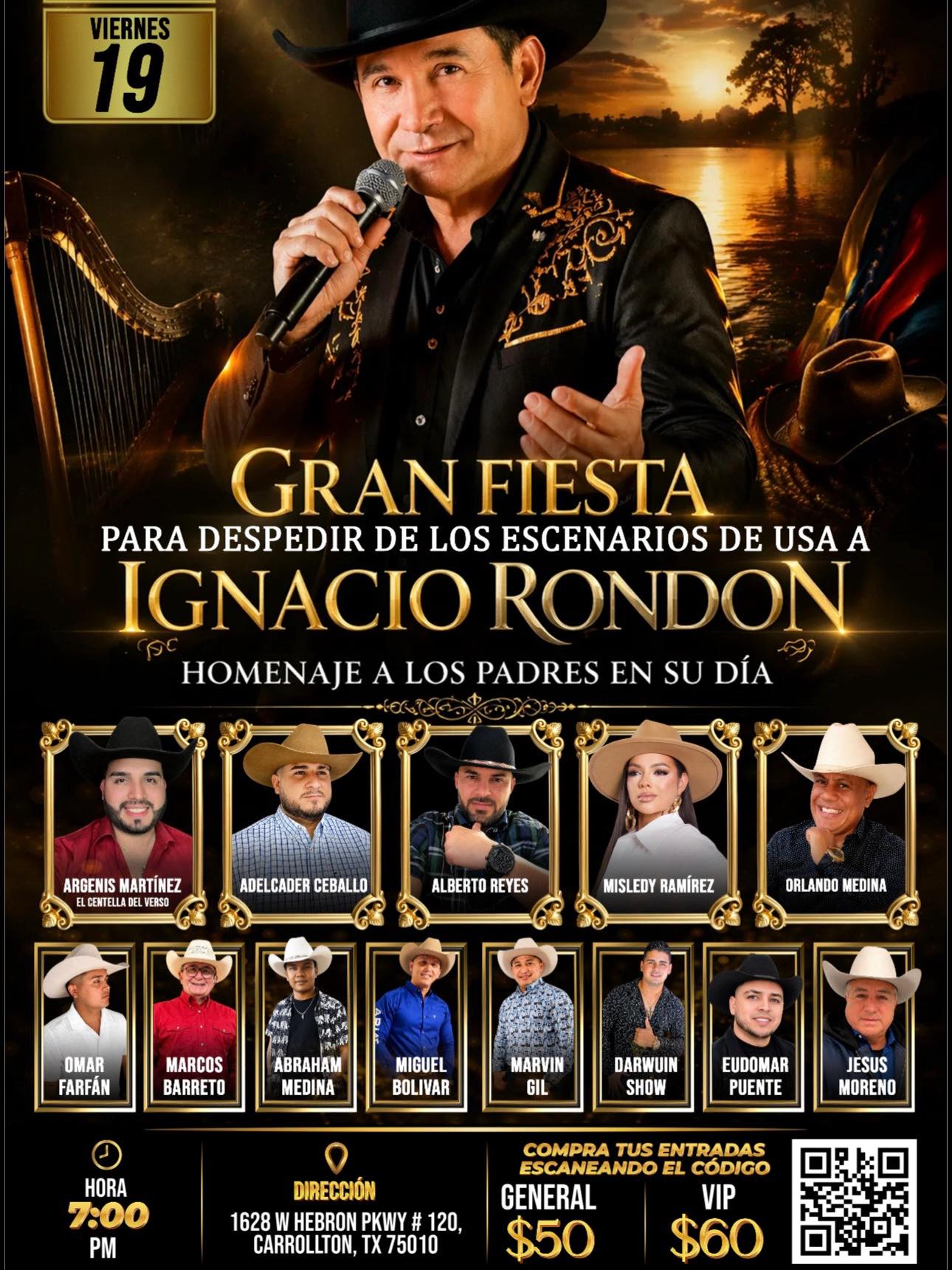 GREAT PARTY TO GIVE FAREWELL FROM THE USA STAGES TO: IGNACIO RONDON. TRIBUTE TO PARENTS ON THEIR DAY