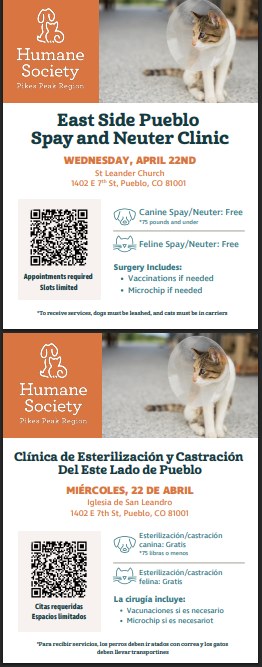 Pikes Peak Region Human Society. Clínica de Esterilización y Castración del Este de Pueblo