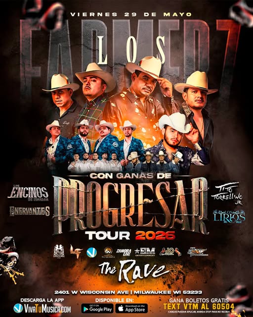 Con Ganas De Progresar Tour 2026 - Zamora Live Y Viva tu Musica Presentan Los Farmerz Los Encinos De Sinaloa, Tito Torbellino JR