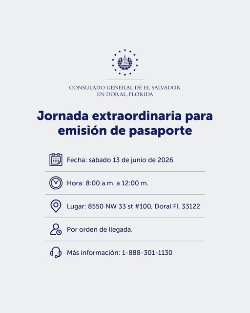 Consulates of El Salvador in the United States: EXTRAORDINARY DAY FOR PASSPORT ISSUANCE