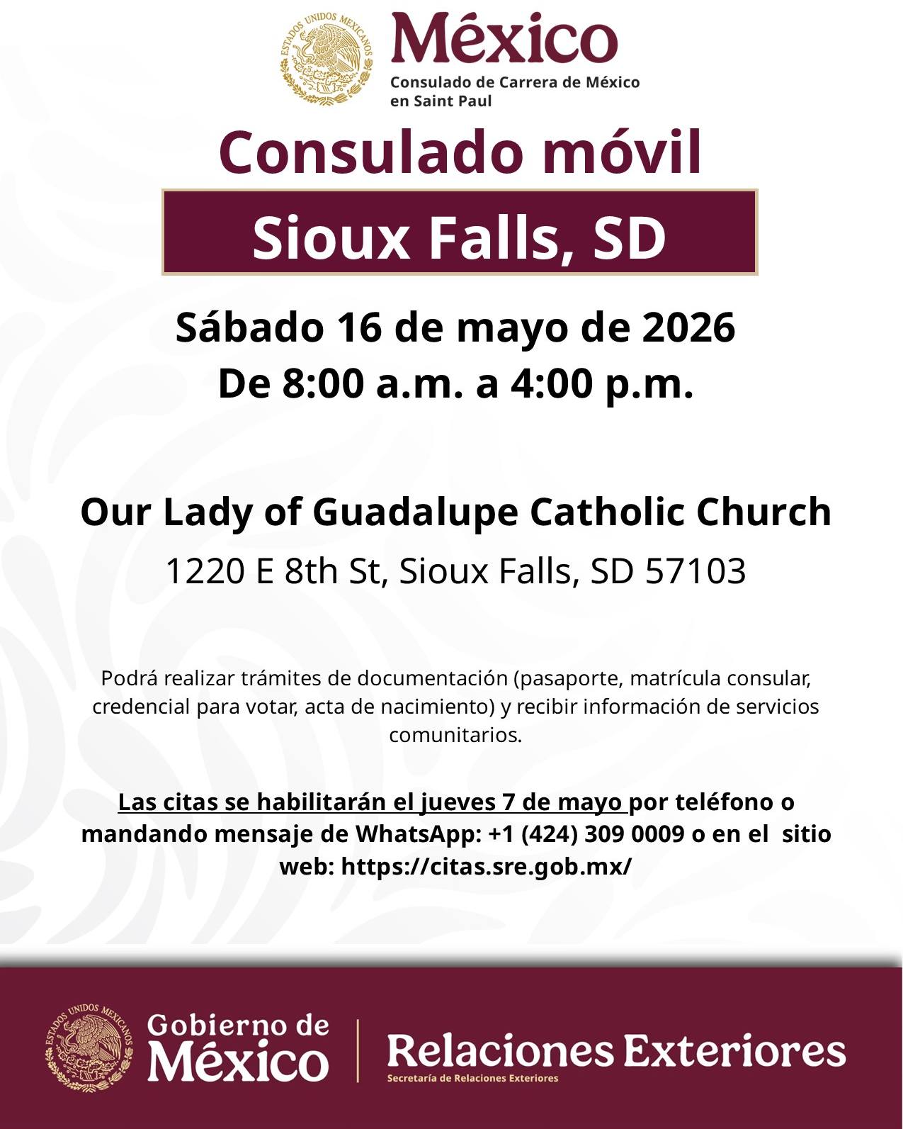 Consulado Móvil de México en Sioux Falls, SD