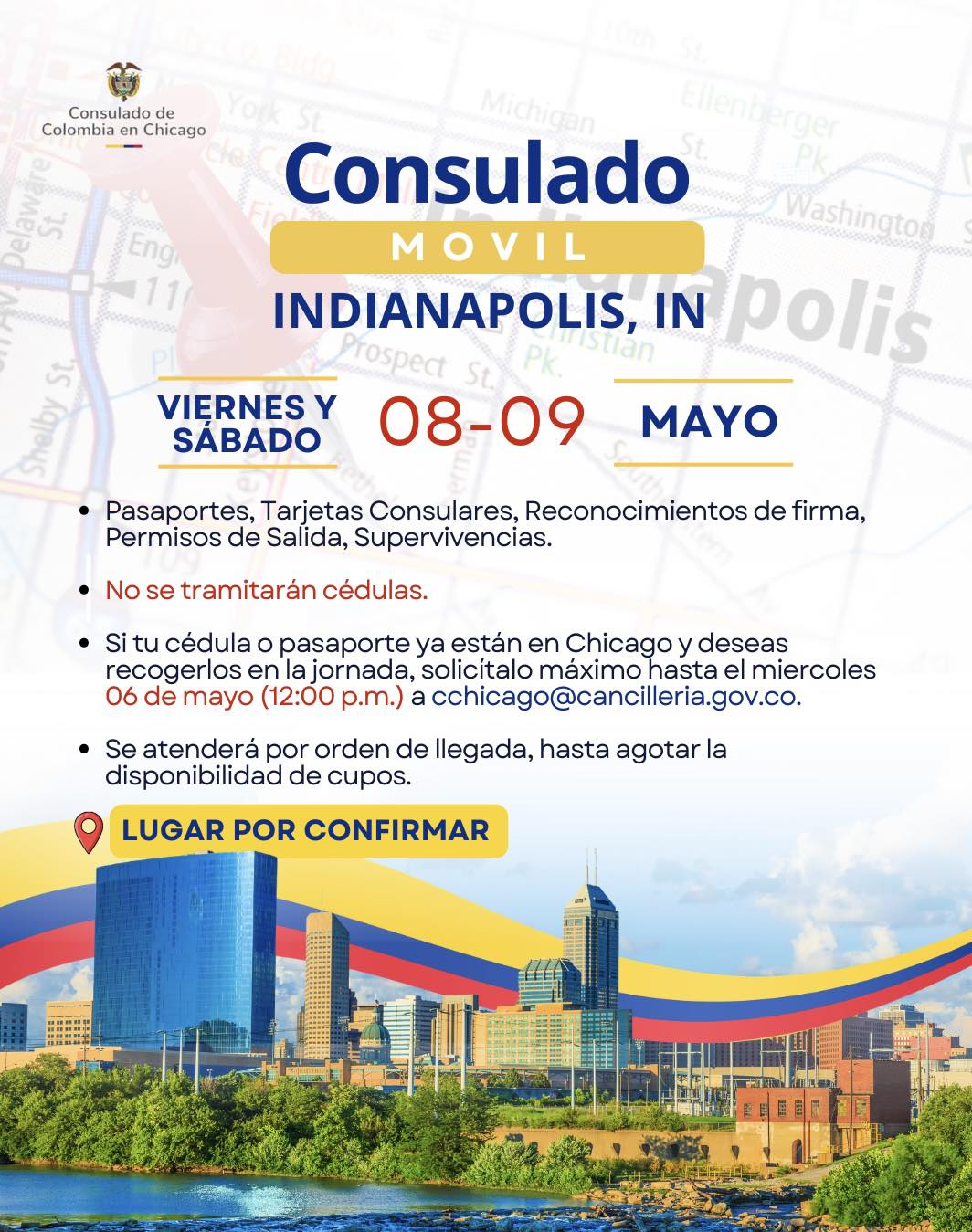 Consulado Móvil INDIANAPOLIS, IN (Consulado de Colombia en Chicago)
