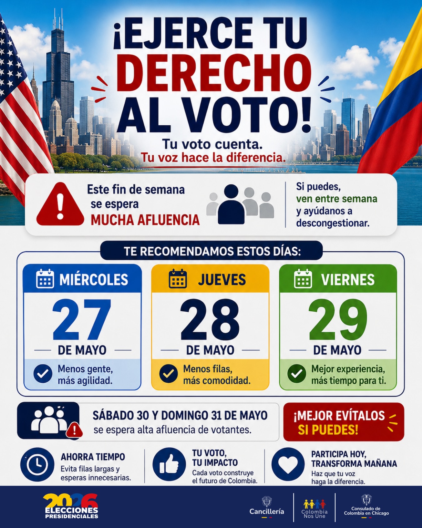 Colombian Consulate in Chicago: Exercise your right to vote! Presidential Elections 2026