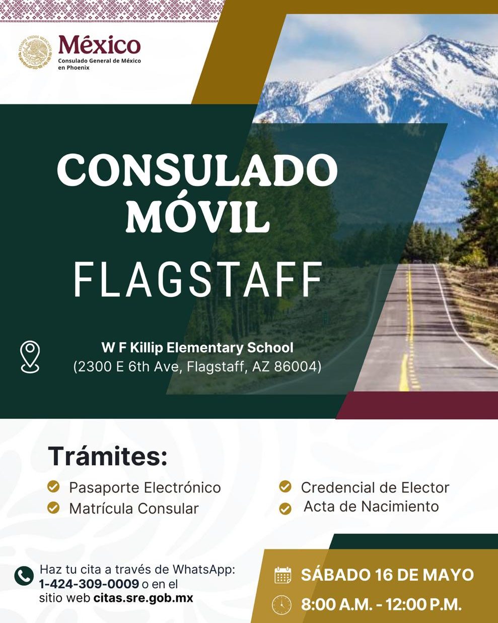 Consulado General de México en Phoenix﻿: Consulta Móvil Flagstaff (Trámites SRE)