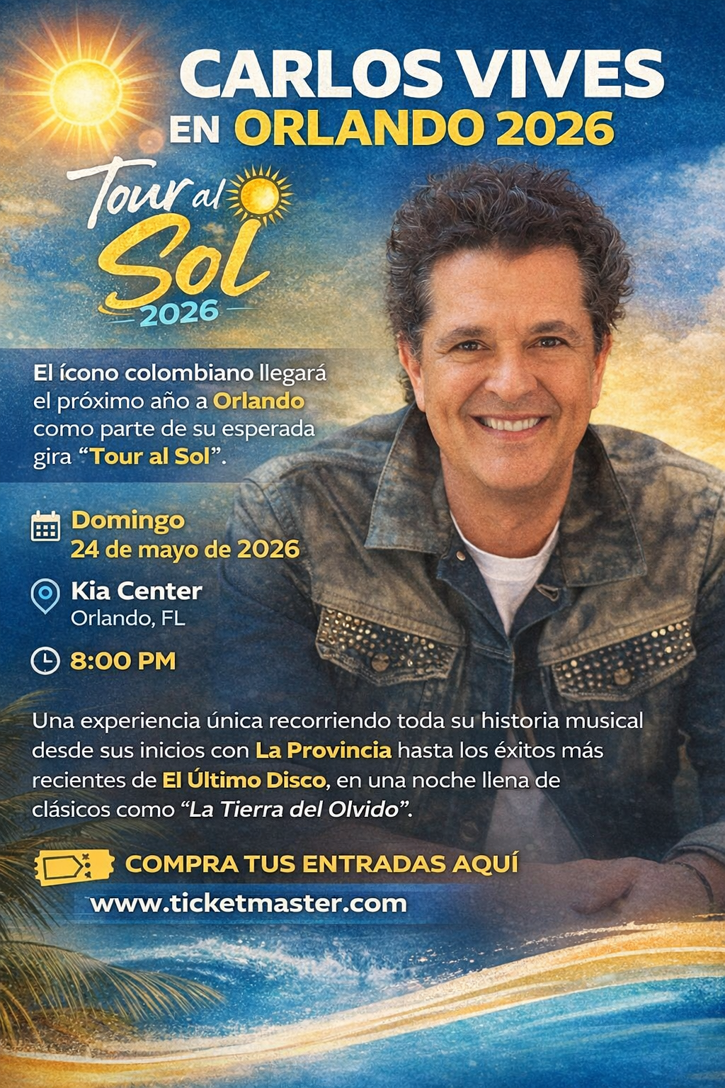 Carlos Vives en Orlando (Tour al Sol 2026)