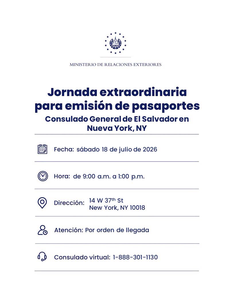 Consulates of El Salvador in the United States - EXTRAORDINARY DAY FOR PASSPORT ISSUANCE