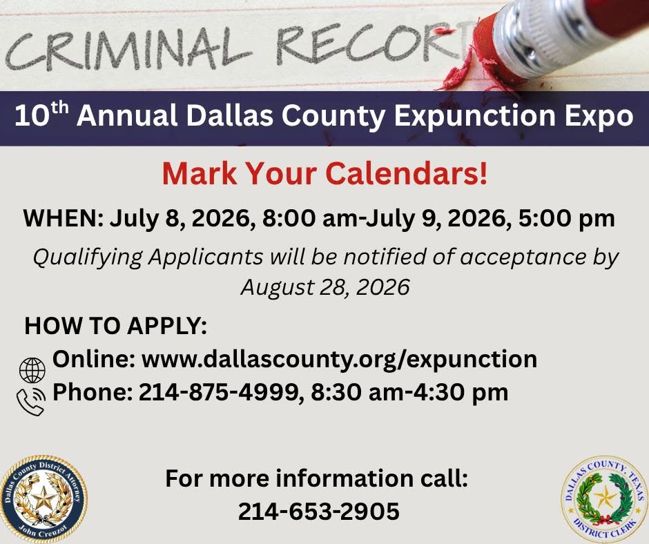 The 10th Annual Dallas County Expunction Expo is just around the corner!