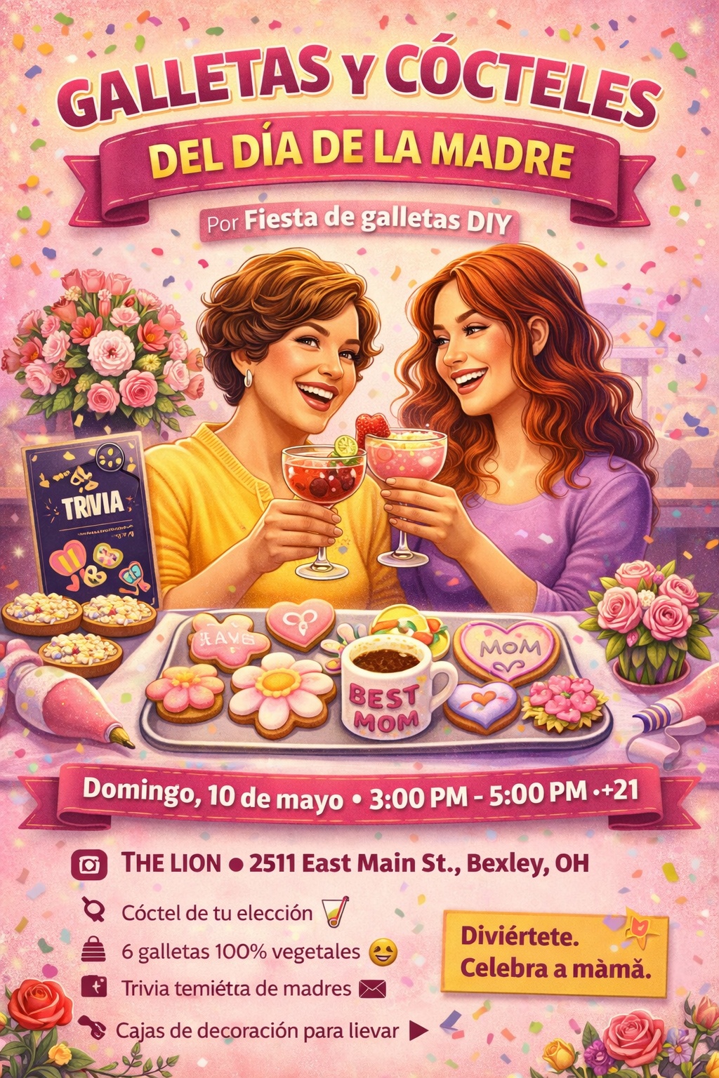 Galletas y Cócteles por el Día de la Madre (Fiesta de galletas DIY)