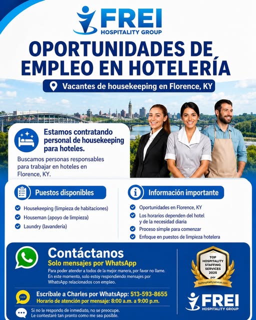 Oportunidades de empleo en hotelería en Florence, KY