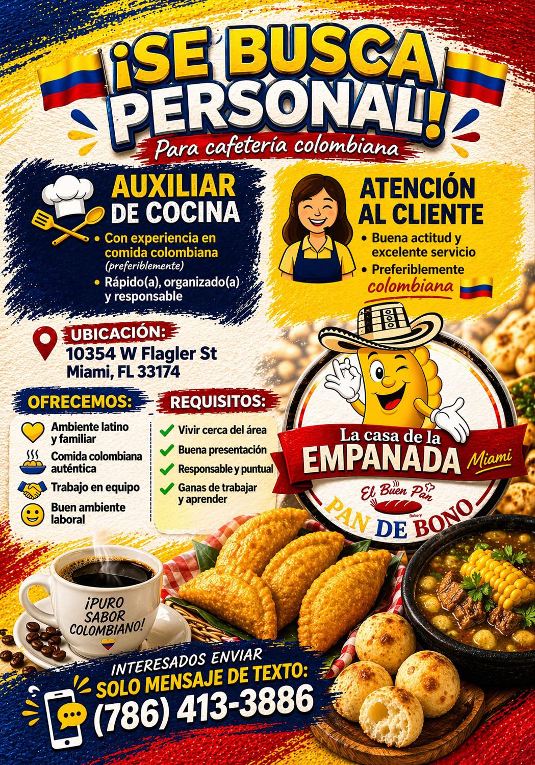 Oferta de empleo: Auxiliar de cocina y atención al cliente (cafetería colombiana) SOLO MSJ DE TXT