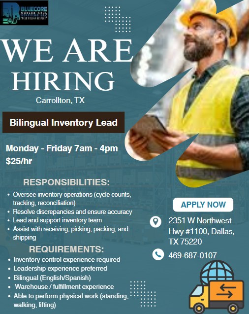 Se busca Bilingual Inventory Lead (Tiempo completo)