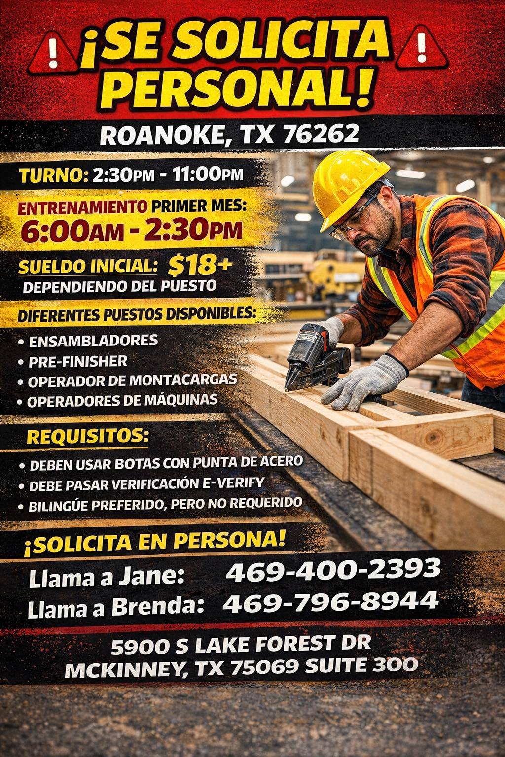 Empleos en almacén/producción (varios puestos) en Roanoke, TX