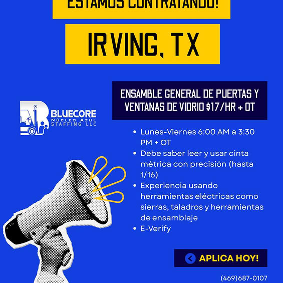 Ensamble General de Puertas y Ventanas de Vidrio $17/hr + OT