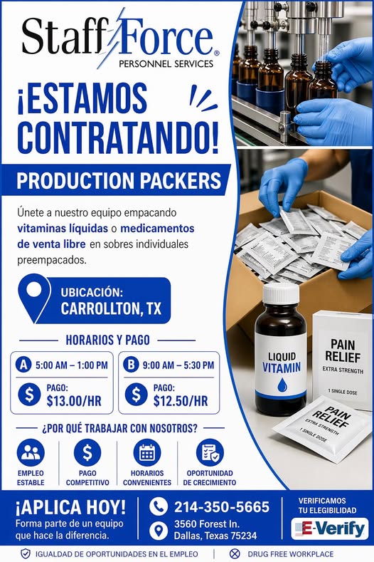 Empleo: Production Packers (StaffForce)