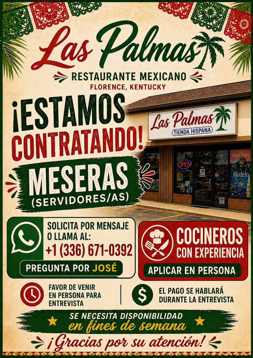 Se solicita meseros (Las Palmas)