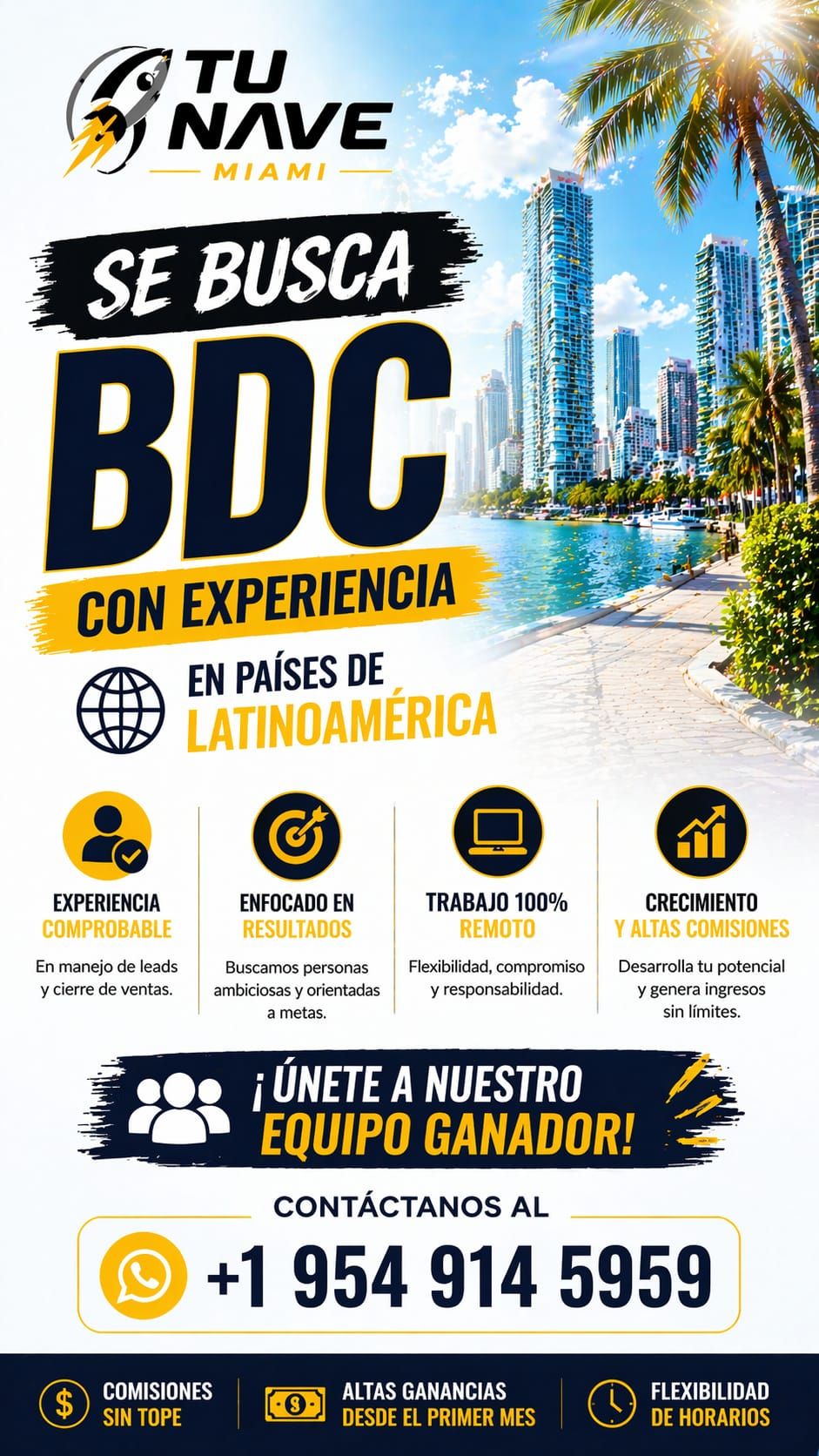 Trabajo remoto en ventas (BDC) – Tu Nave Miami