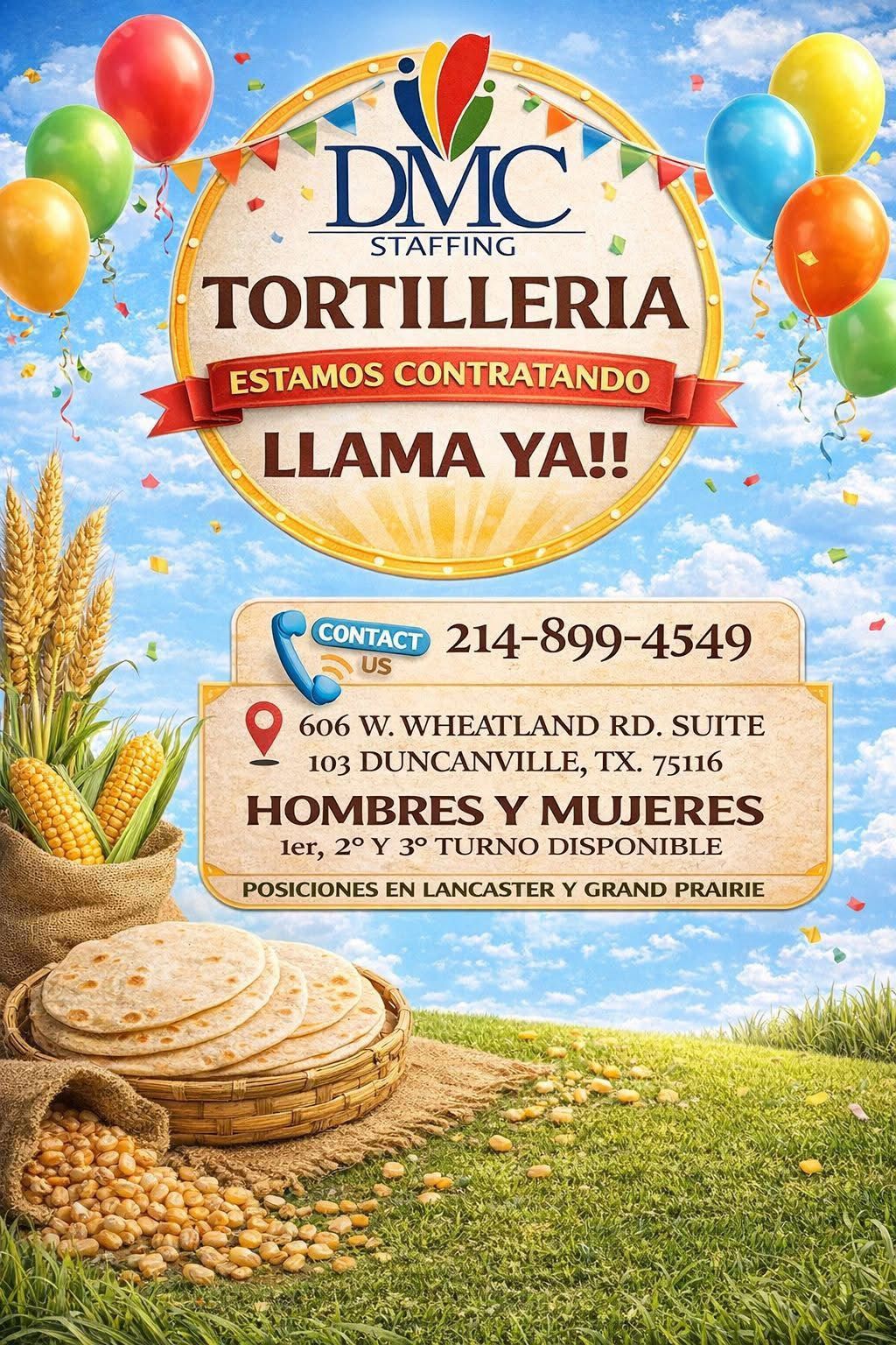 Empleo: Tortillería (Hombres y Mujeres)