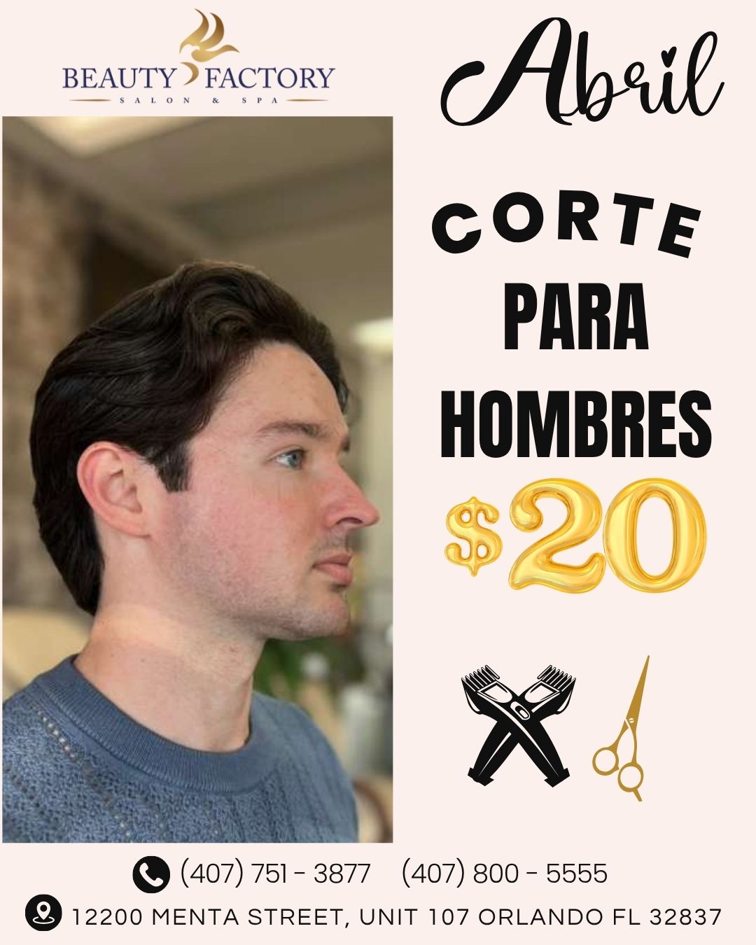 Corte para Hombres $20 — Beauty Factory Salon & Spa