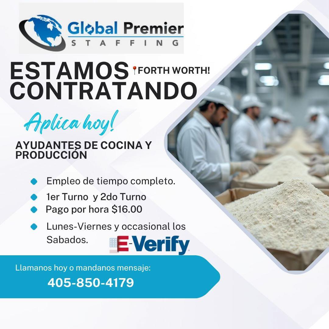 Se buscan Ayudantes de Cocina y Producción (tiempo completo)