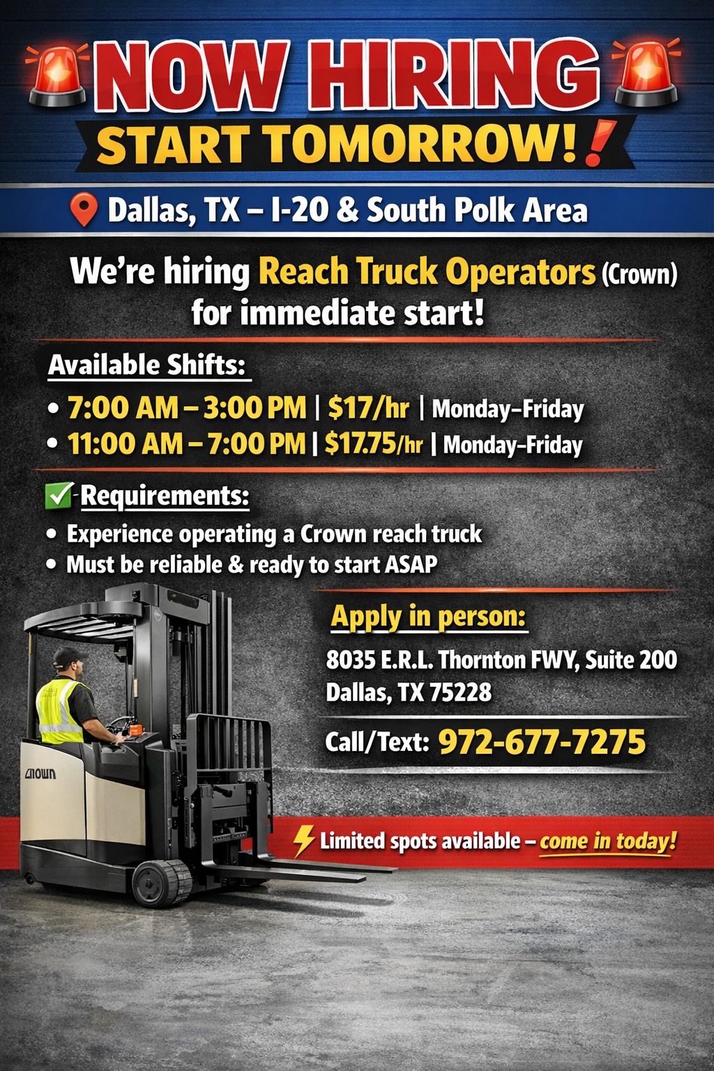 Se buscan operadores de reach truck (Crown)